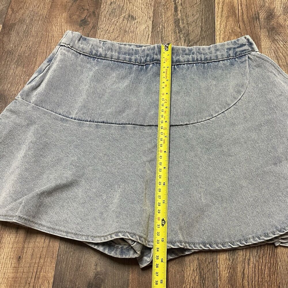 NWT DAY + MOON Denim Skort S Light Wash Ruffle Wrap Mini Skirt Asymmetrical - Picture 7 of 8